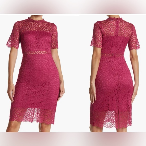 ❤️LOVE X DESIGN Lace Cutout Sheath Dress berry color sizeL NWT - Picture 4 of 5